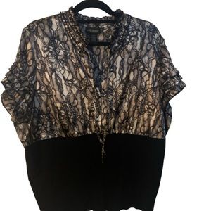 Lane Bryant plus size 22 Black Top Two-Piece look, V-Neck Women's Blous…